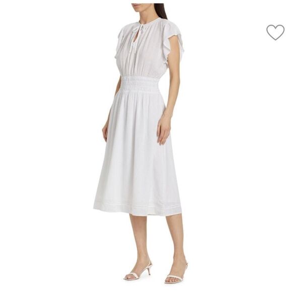 $228 RAILS lona Linen-Blend Midi-Dress White Medium - Picture 4 of 11